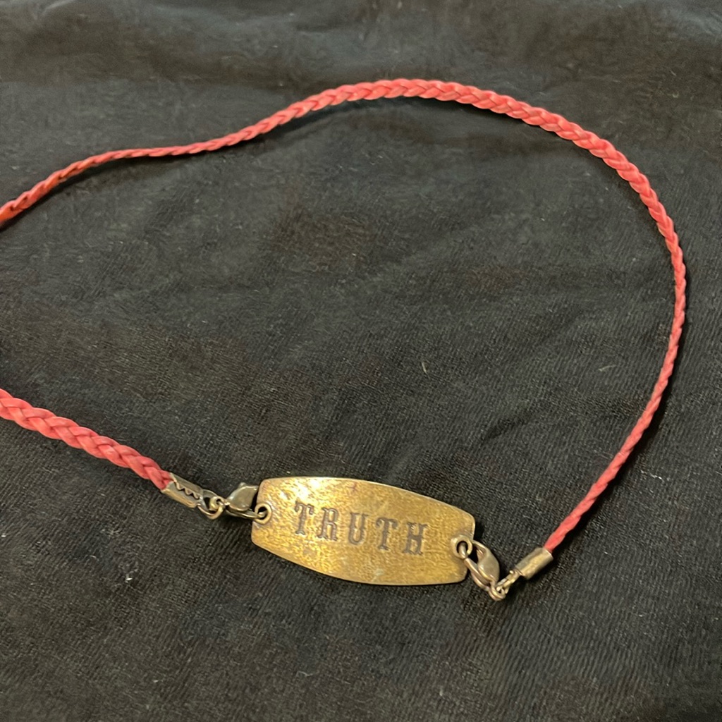 Lenny & Eva Red Leather Wrap Bracelet With Truth Plate